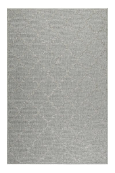 Tapis extérieur gris motif oriental beige pour entrée, jardin 170x120