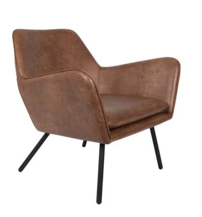 Fauteuil lounge en aspect cuir vintage marron