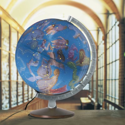 Globe stellaire zodiacal 30 cm  lumineux  textes en latin