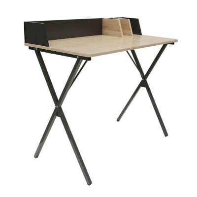 Bureau en bois et métal noir