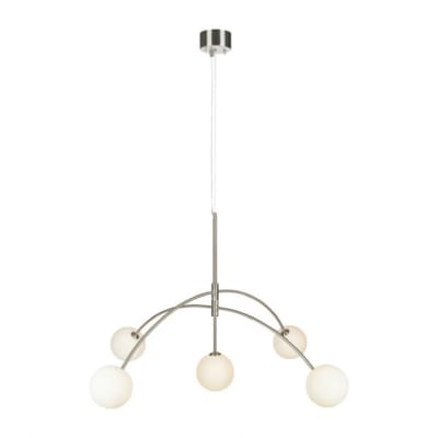 Suspension 5 lumières métal/verre opalin D117cm