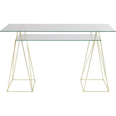 Bureau en verre et acier doré
