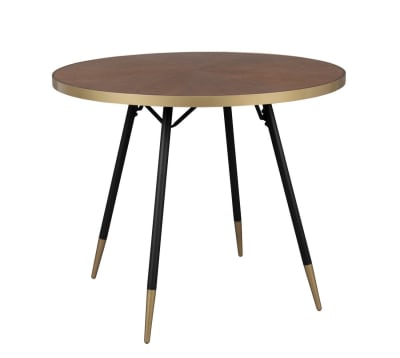 Table de repas ronde en bois de frêne avec entourage doré