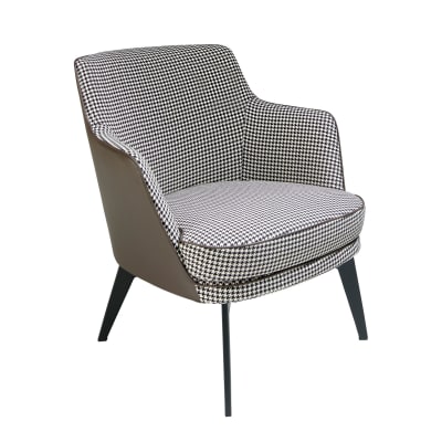 Fauteuil tissu pied poule brun et noir