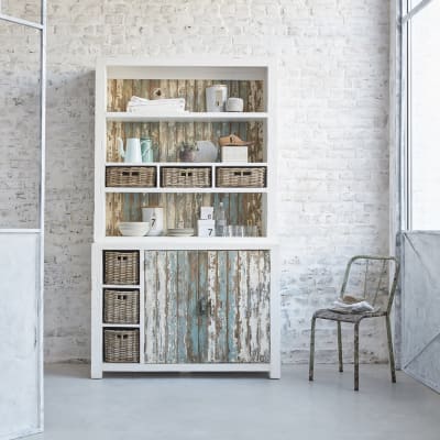 Bibliothèque en pin recyclé massif