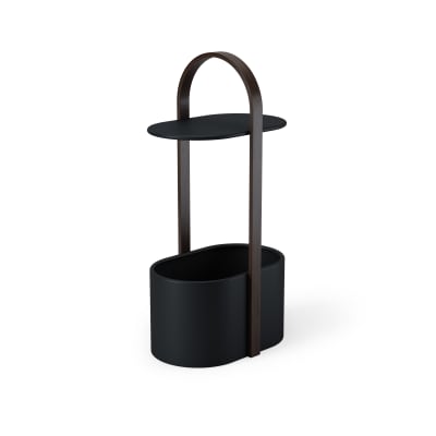 Tablette d'appoint avec rangement câbles bois et métal