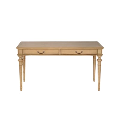 Bureau style shabby chic, plateau en chêne, 2 tiroirs marron