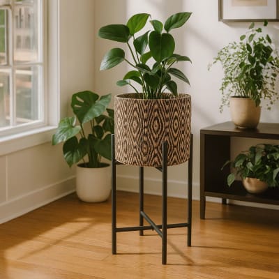 Cache pot sur pieds noirs 29 x h52cm