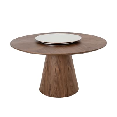 Table à manger ronde rotative noyer
