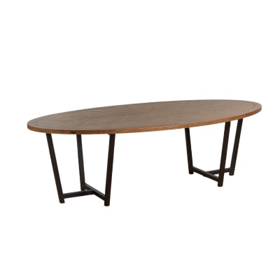 Table ovale, 10 couverts en pin et métal noire