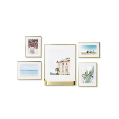Jeu de 5 porte photos avec 1 porte plante métal