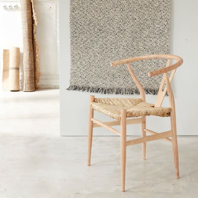 Chaise en mindi massif assise tisssée