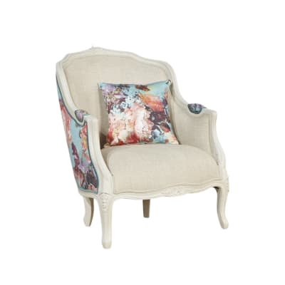 Fauteuil bergère en lin et tissu lin