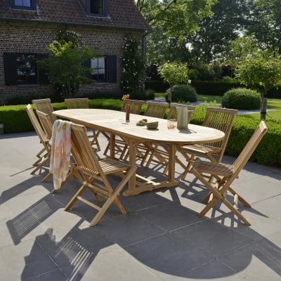 Salon de jardin en teck massif extensible 8/12 pers.