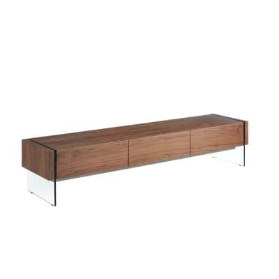 Meuble tv en effet bois noyer et verre