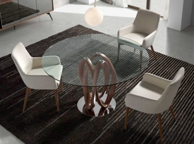 Chaise en tissu beige et effet bois noyer