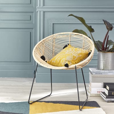 Chaise en rotin et métal