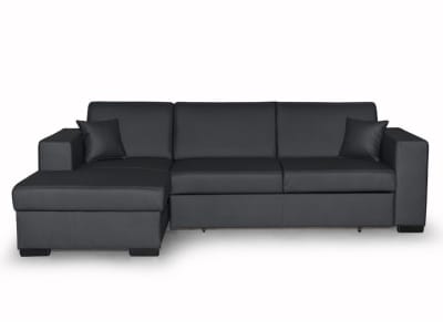 Canapé d'angle gauche convertible en simili gris