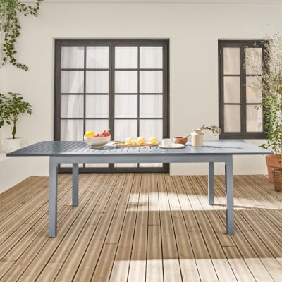 Table extensible en aluminium gris 8 places