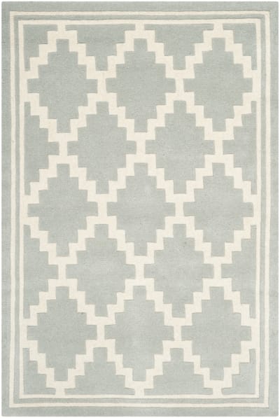 Tapis contemporain en laine gris/blanc, 122 x 183 cm