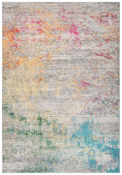 Tapis contemporain en polypropylène gris/or, 91 x 152 cm