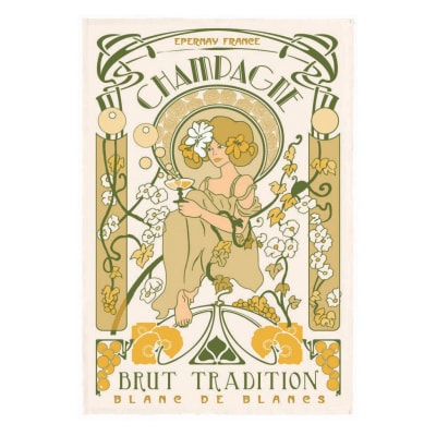 Torchon  art nouveau en coton ecru 48 x 72 cm