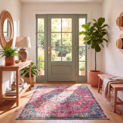 Tapis de transition en polypropylène rose/bleu, 122 x 183 cm