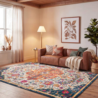 Tapis de transition en polypropylène blanc/orange, 183 x 274 cm