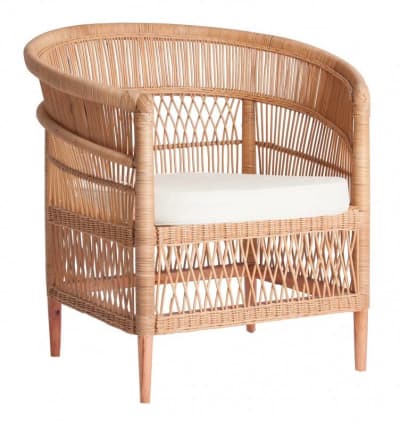 Fauteuil naturel en rotin et bois de teck 80x60x80