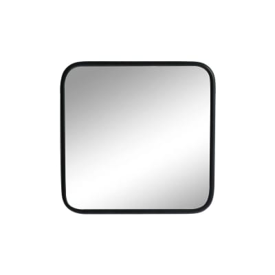 Miroir carré angles arrondis métal noir 45x45