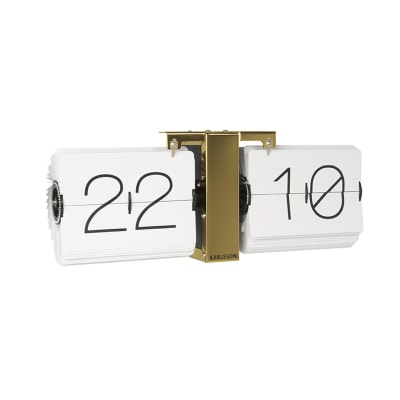 Horloge blanche casier laiton 36x14cm