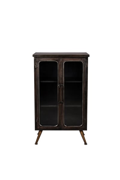 Meuble de rangement haut en acier noir vieilli