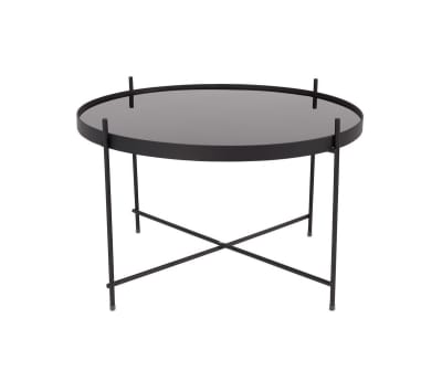 Table basse en verre trempé et acier noir
