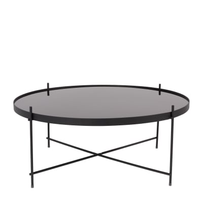 Table basse en verre trempé et acier noir xxl