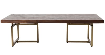 Table basse de salon en bois et laiton