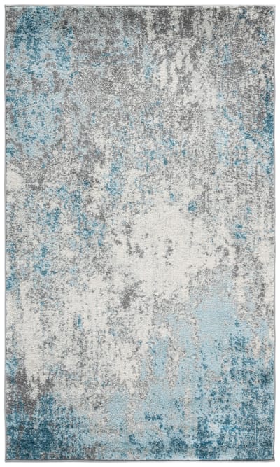 Tapis contemporain en polypropylène gris/bleu, 91 x 152 cm