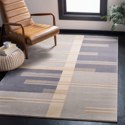 Tapis contemporain en polypropylène gris, 122 x 183 cm
