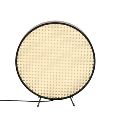 Lampe à poser avec cannage bois beige