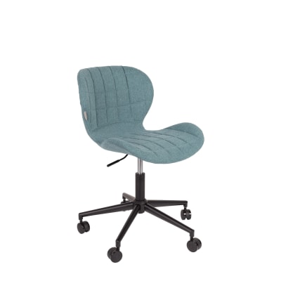 Chaise de bureau à roulettes en tissu bleu