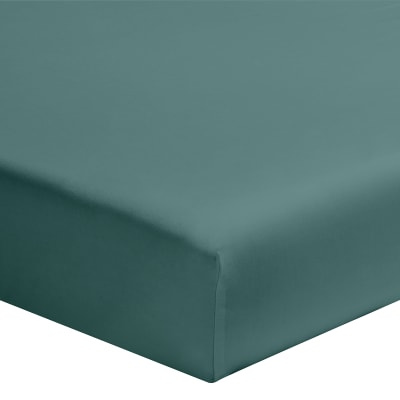 Drap housse uni en coton, made in france bleu 80x200