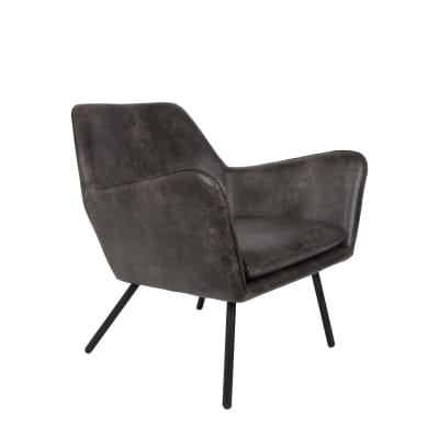 Fauteuil en cuir gris foncé