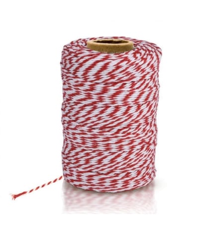 Ficelle de cuisine bicolore rouge et blanc 100% coton