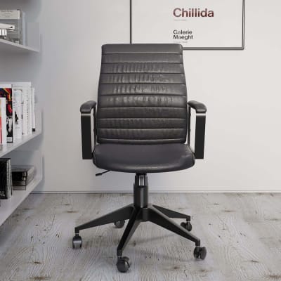 Chaise de bureau pivotante réglable à roulettes noire