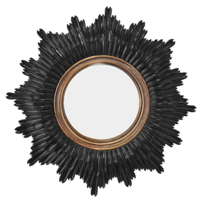 Miroir soleil D24 cm noir / or