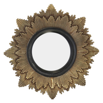 Miroir soleil D28 cm noir / or