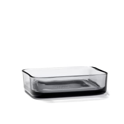 Bol rectangulaire en verre fumé gris 12x6cm