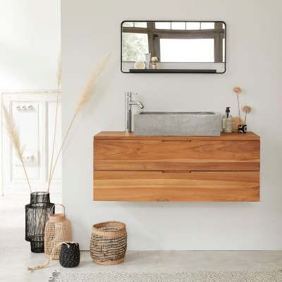 Meuble sous vasque en teck massif 115 cm