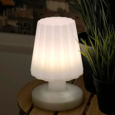 Lampe de table sans fil polyéthylène blanc h22cm