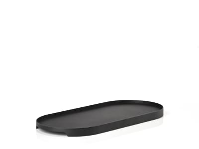 Plateau ovale en métal noir 35x16cm