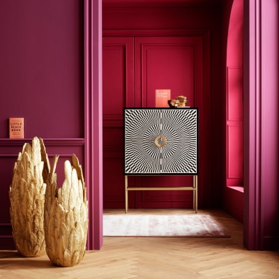 Buffet haut 2 portes noir et blanc illusion d'optique